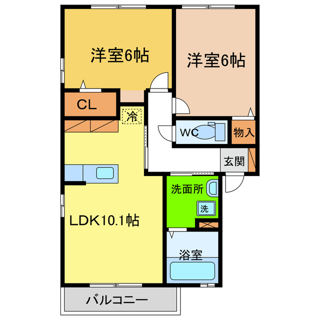 鳴門市撫養町小桑島のアパートの間取り