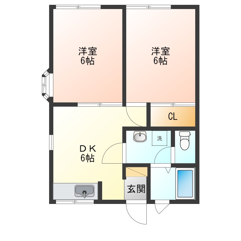 阿南市那賀川町上福井のアパートの間取り