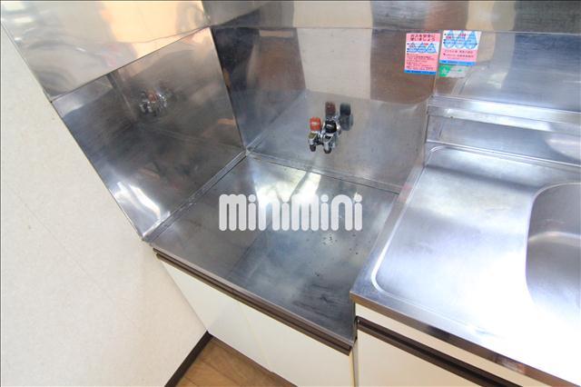 洗面設備　キッチンにはガスコンロを置けるスペースもあります