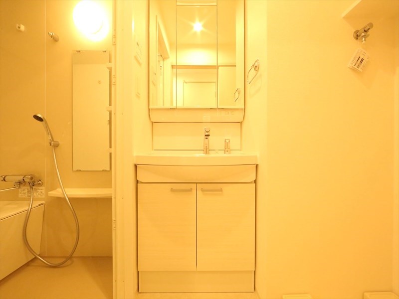 洗面設備　脱衣所　独立洗面台（シャンプードレッサー付）収納スペース有