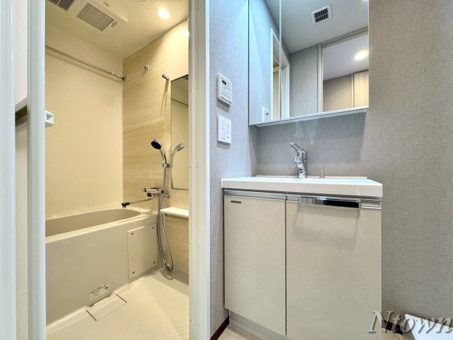 洗面設備　脱衣スペースもあります