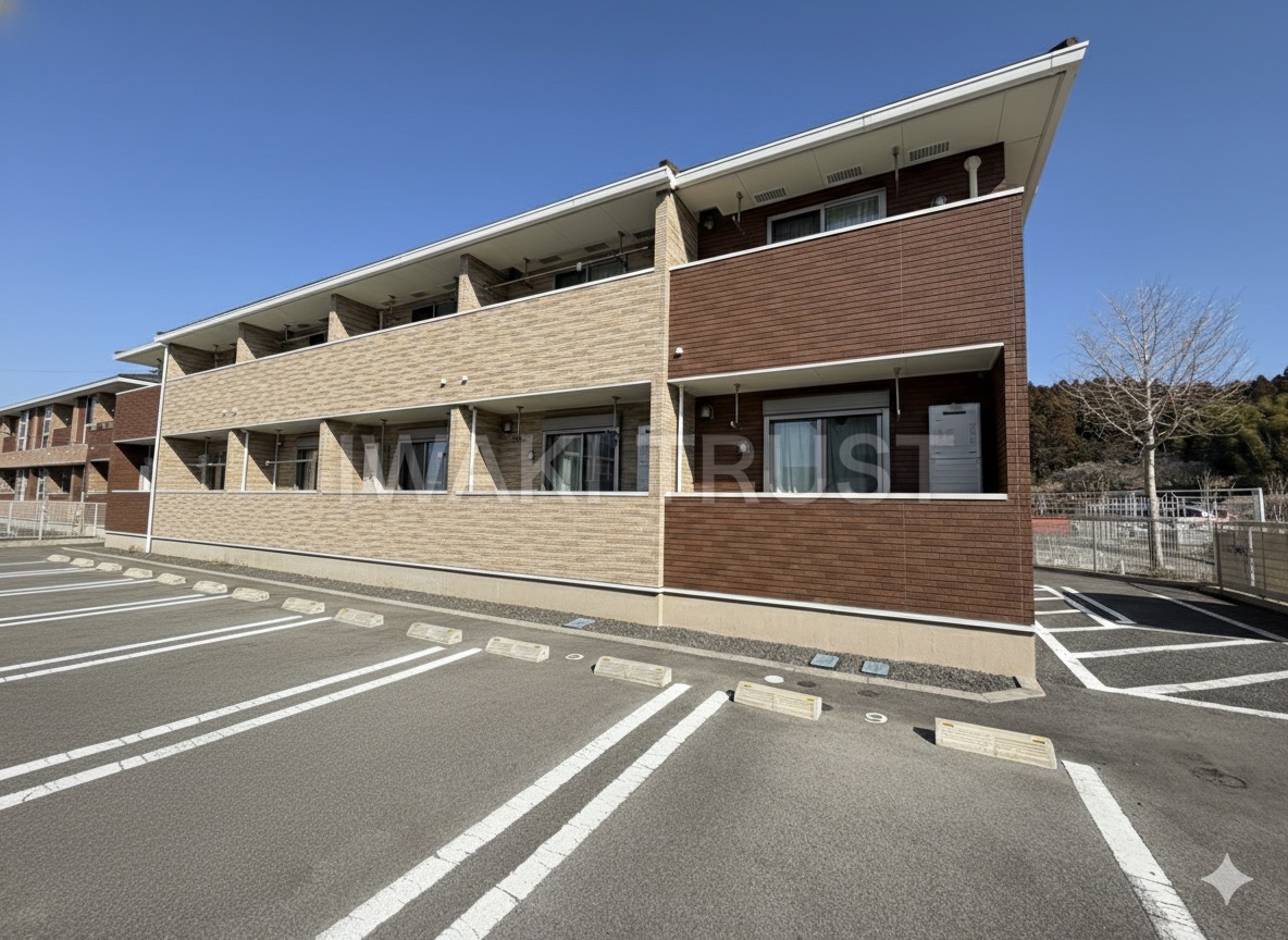 建物外観　前面駐車場で日当たり確保！明るいお部屋気持ちがいいですね☆