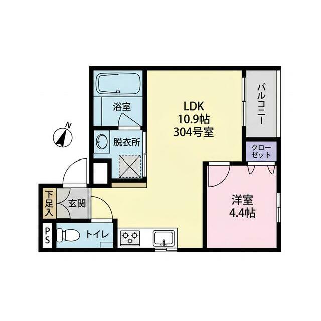 都営大江戸線 若松河田駅 徒歩1分 4階建 築3年の間取り写真