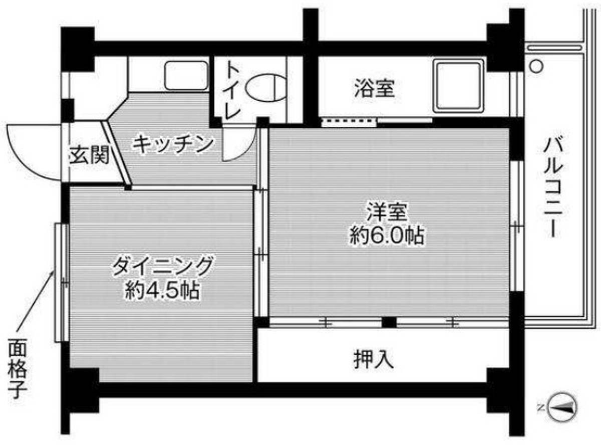 ＪＲ山陰本線 鳥取駅 徒歩45分 4階建 築56年の間取り写真