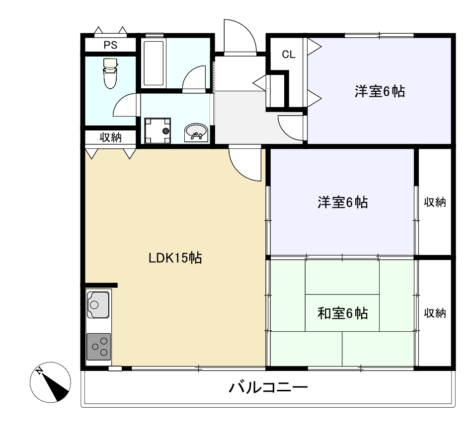 熊本市中央区保田窪のマンションの間取り