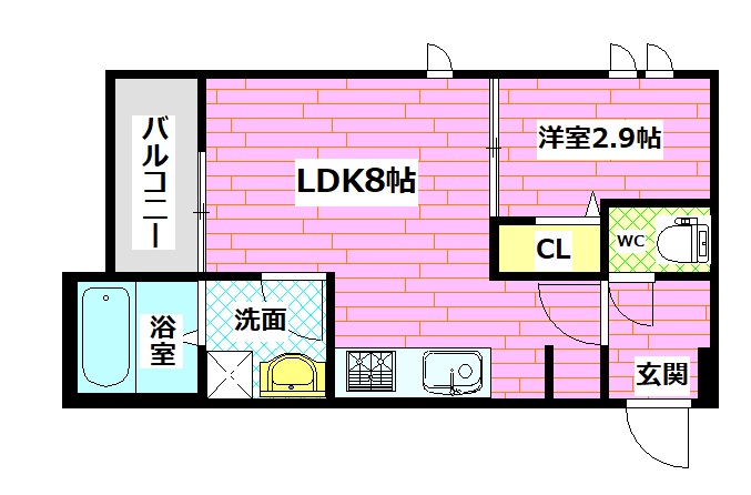 安芸郡海田町新町のアパートの間取り