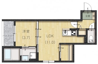 廿日市市須賀のアパートの間取り