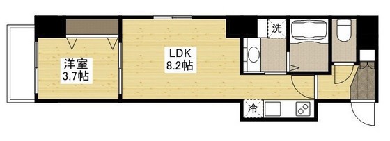 広島市中区鉄砲町のマンションの間取り