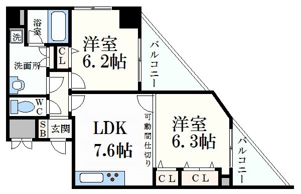 神戸市中央区加納町のマンションの間取り