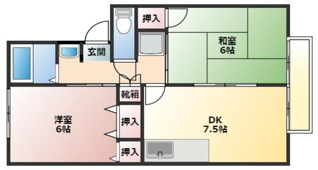 岡山市南区大福のアパートの間取り