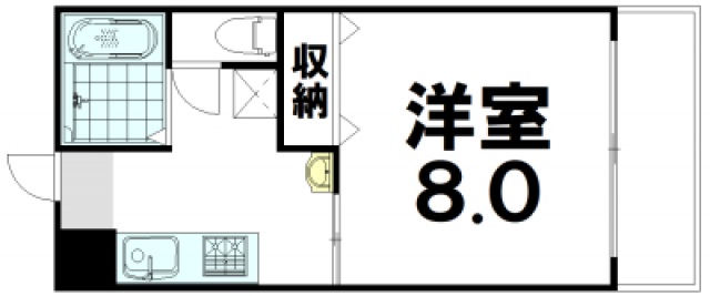 岡山市北区西崎のアパートの間取り