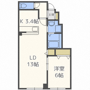 札幌市東区北四十八条東のアパートの間取り