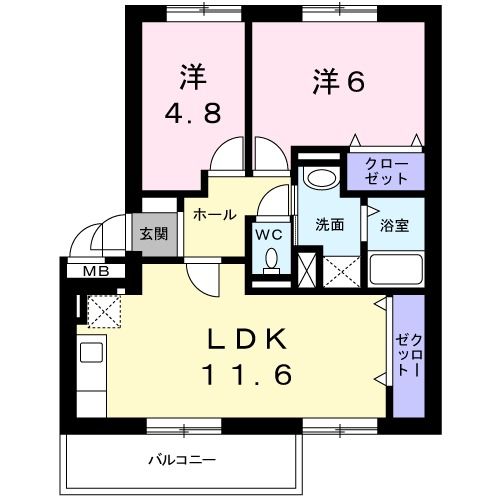 タウニーロイヤル　１の間取り