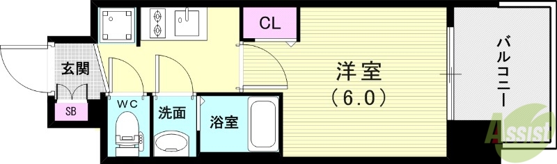 神戸市長田区細田町のマンションの間取り