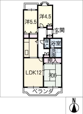 サーラシティ中郷　４０１号室の間取り