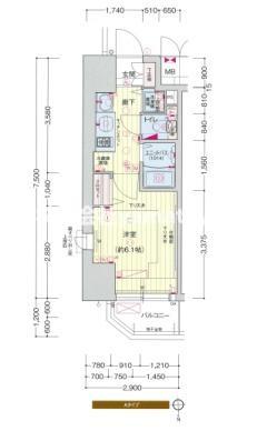 大阪市中央区本町橋のマンションの間取り