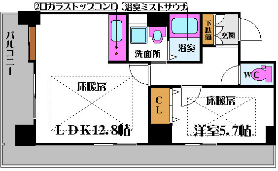 大阪市淀川区宮原のマンションの間取り