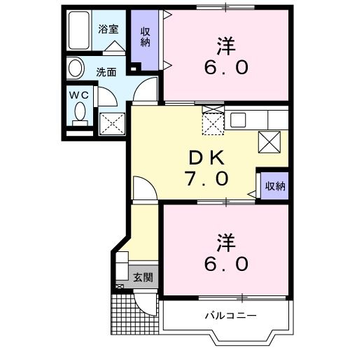 下都賀郡野木町大字友沼のアパートの間取り