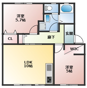 関田農住団地コーポ旭の間取り