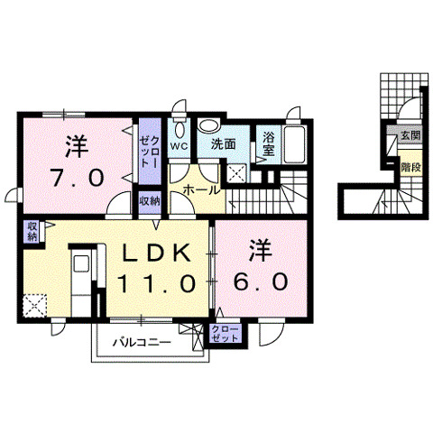 福山市新市町大字戸手のアパートの間取り