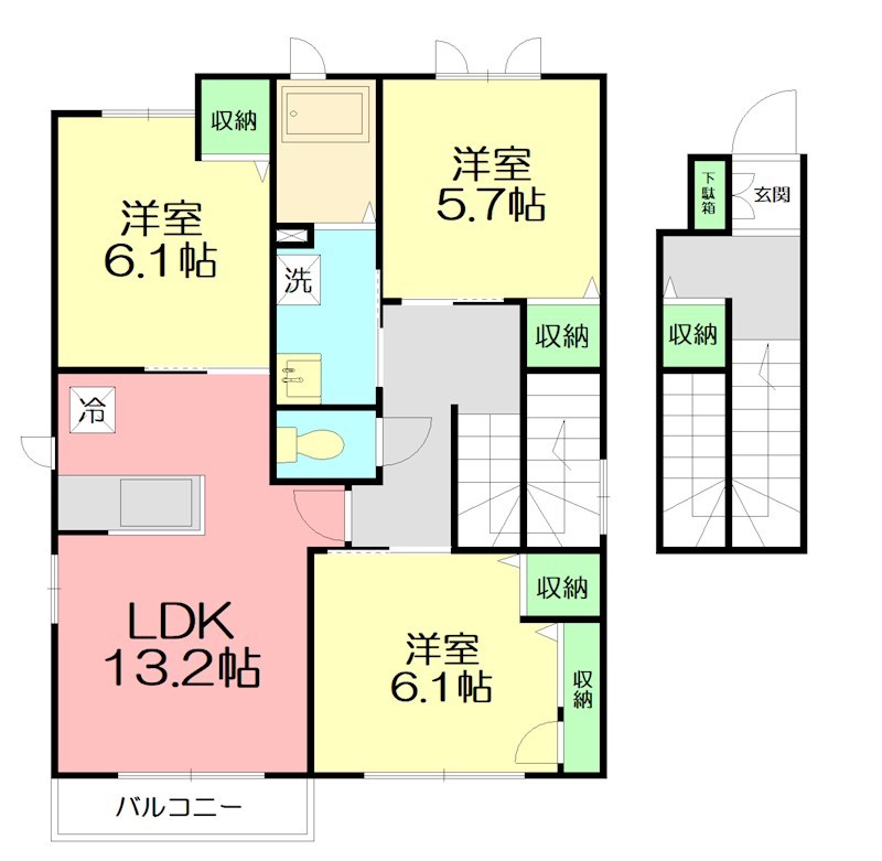 【小田原市成田のアパートの間取り】