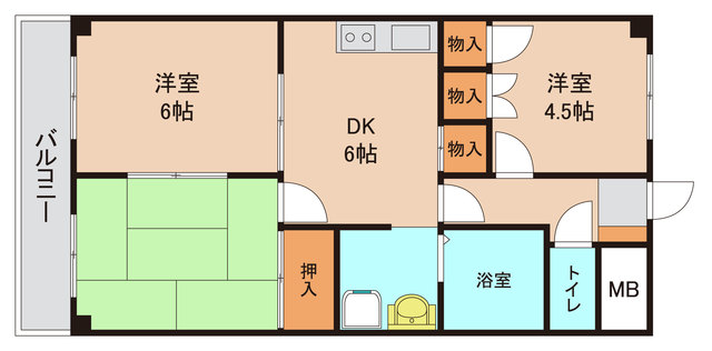 市川市田尻のアパートの間取り