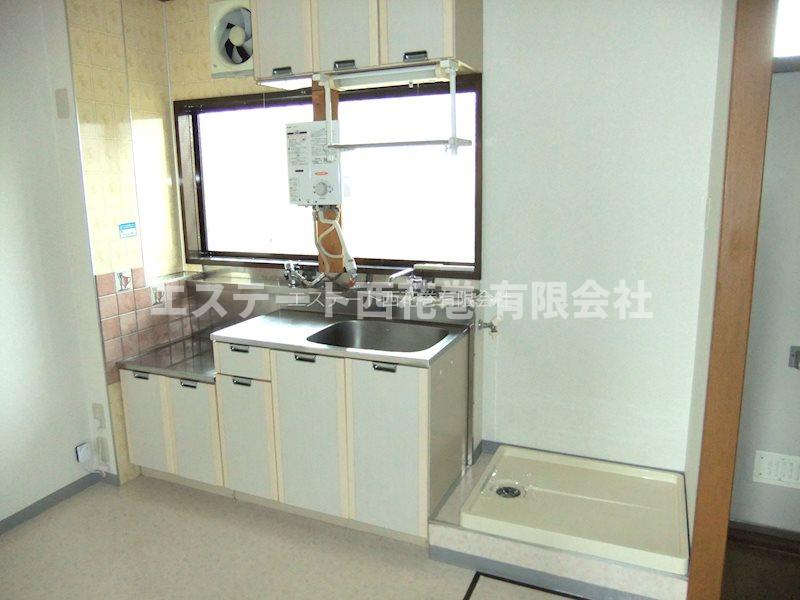 キッチン　洗濯機置き場がシンク横