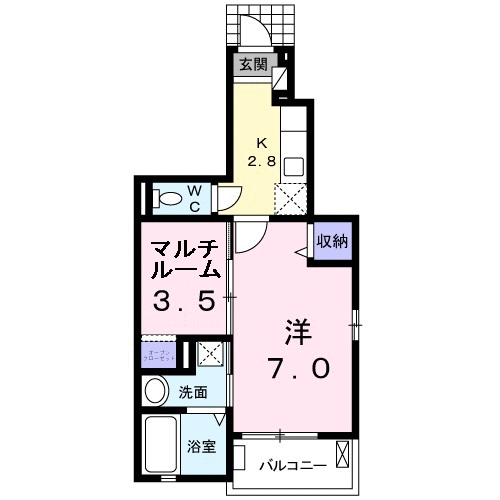 熊本市北区下硯川町のアパートの間取り