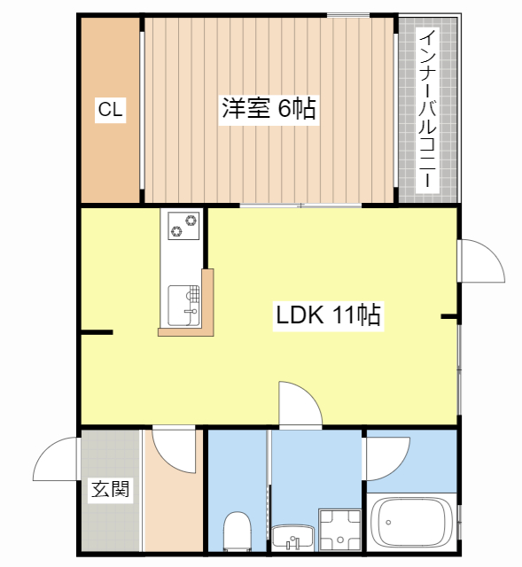 長浜市平方町のアパートの間取り