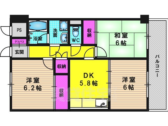 京都市西京区牛ケ瀬奥ノ防町のマンションの間取り