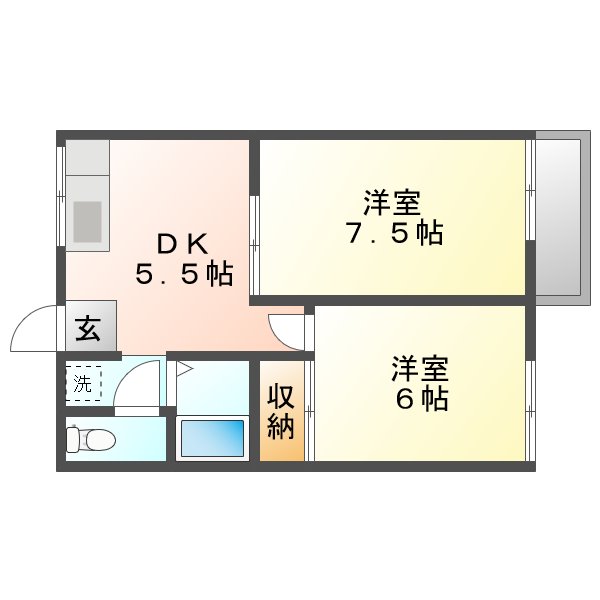 岡山市中区雄町のアパートの間取り