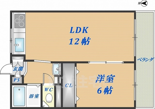 東大阪市菱屋西のマンションの間取り