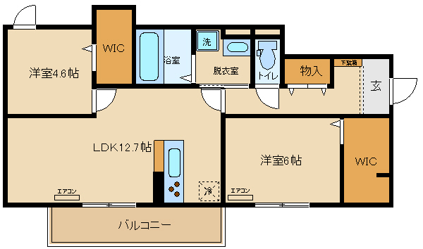 柏原市古町のアパートの間取り