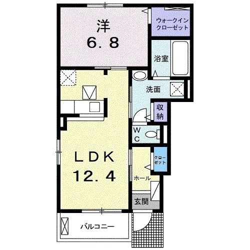 神戸市北区山田町下谷上のアパートの間取り