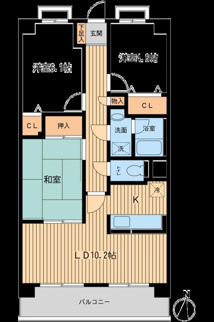 大田区本羽田のマンションの間取り