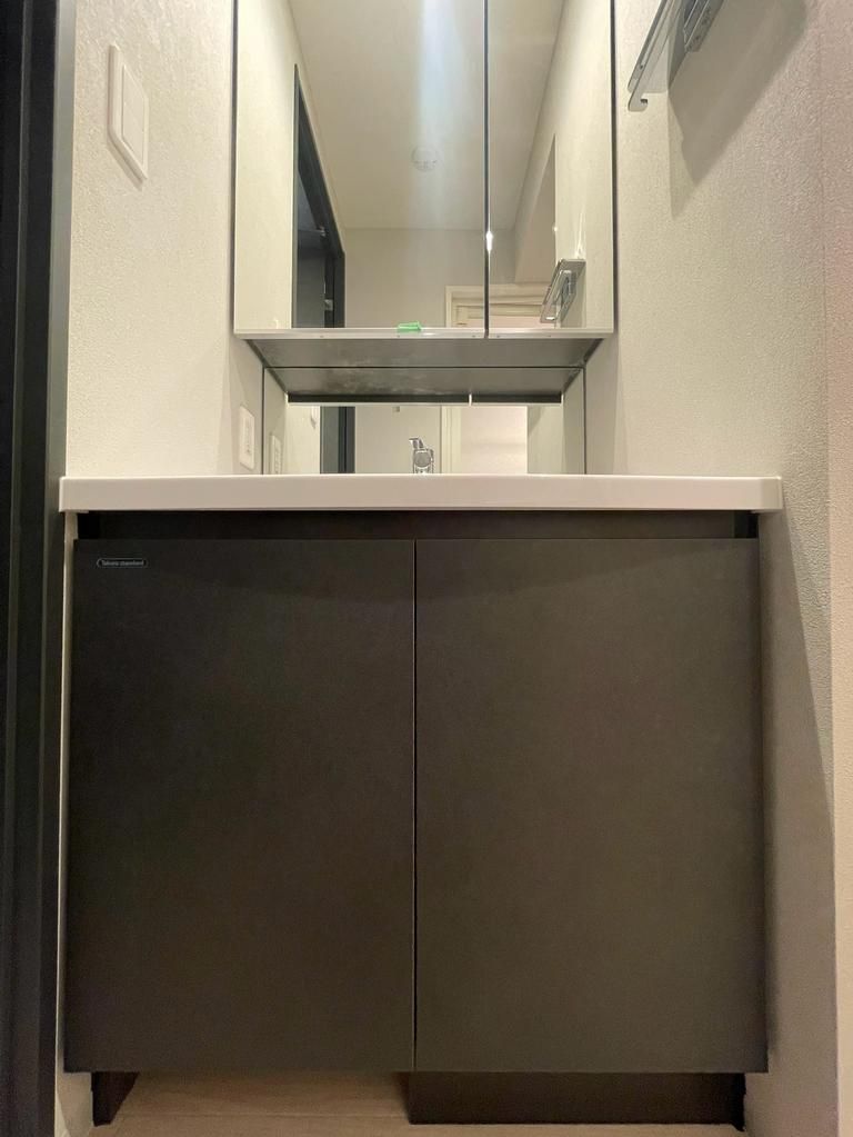 洗面設備　スペースが確保できる洗面所です