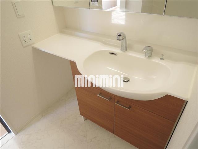 洗面設備　シャンプードレッサー付きの洗面台です。