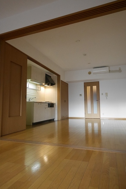 居室・リビング　キッチンに扉があるため目隠しできます。