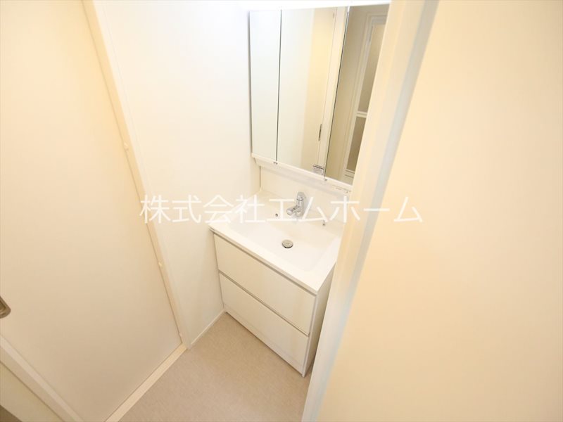 洗面設備　脱衣所　独立洗面台（シャンプードレッサー付）収納スペース有