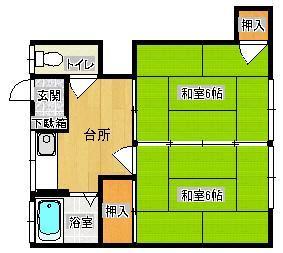 ＪＲ山陽本線 向洋駅 徒歩20分 2階建 築54年の間取り写真