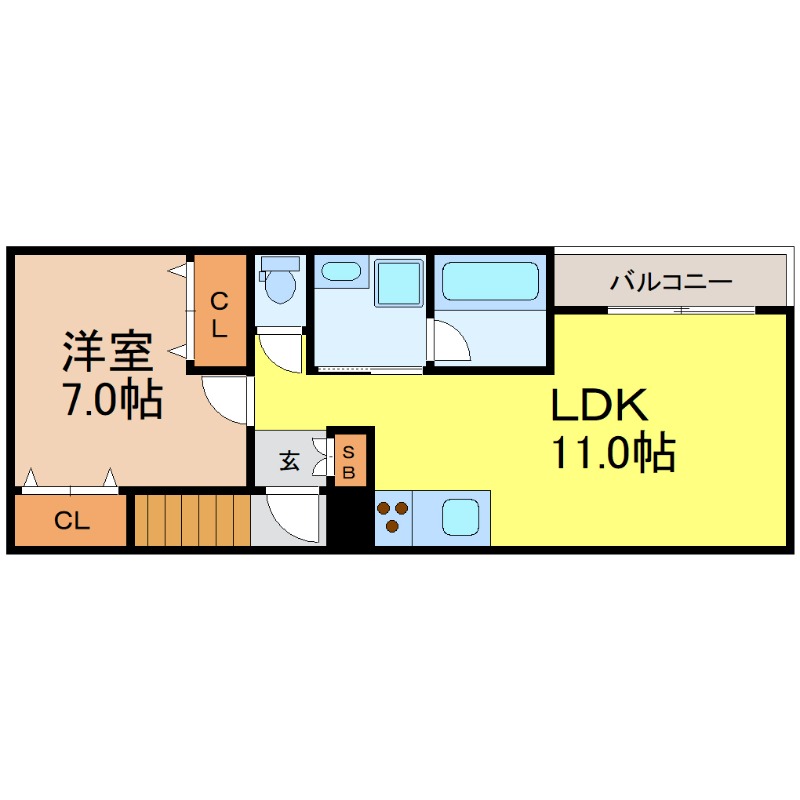 近鉄名古屋線 米野駅 徒歩7分 2階建 築3年の間取り写真