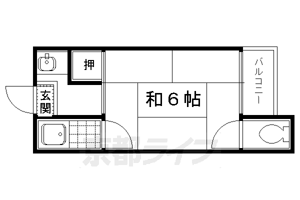 京都市左京区北白川下別当町のアパートの間取り