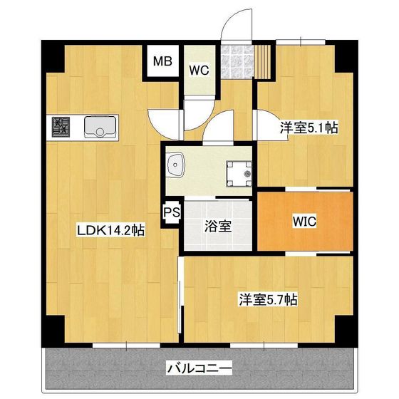 岡山市南区青江のマンションの間取り