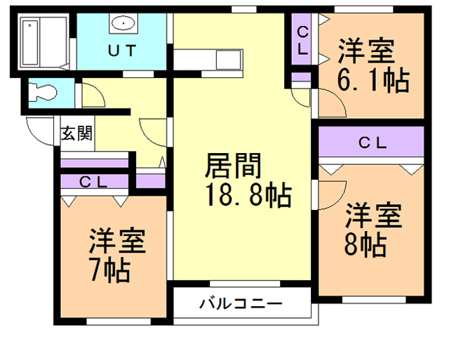 函館市松陰町のマンションの間取り