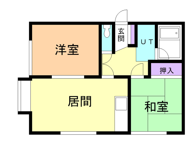 函館市上湯川町のアパートの間取り