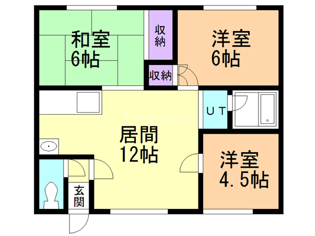 函館市谷地頭町のアパートの間取り