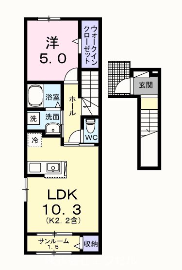 福生市加美平のアパートの間取り