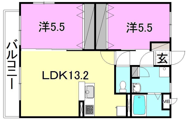 松山市馬木町のマンションの間取り