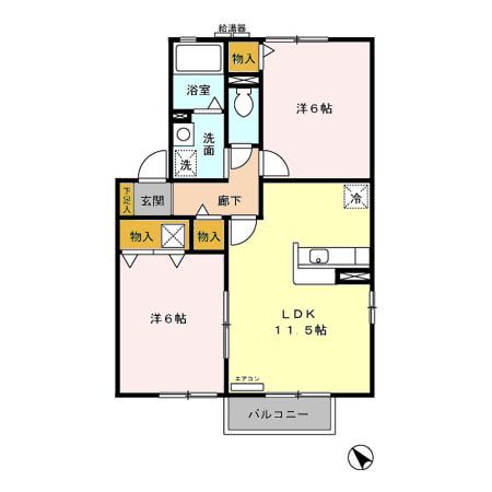 鈴鹿市若松中のアパートの間取り