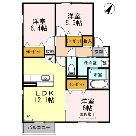 常滑市飛香台のアパートの間取り